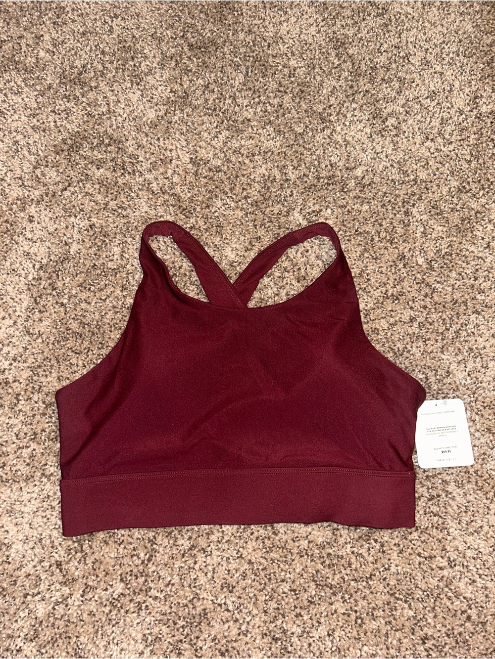 Fabletics Women's Burgundy High-Neck Crossback Sports Bra